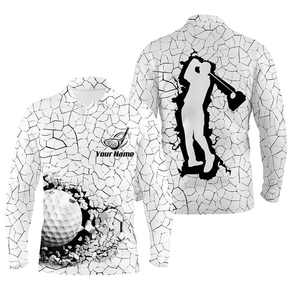 Golf Breaker Mens Polo Shirts, Custom Black And White Golf Shirts For Men, Cool Golf Gifts LDT0176