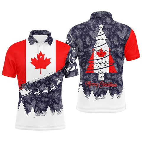 Merry Christmas Canada Flag Golf Mens Polo Shirt Custom Patriotic Golf Shirts For Men Golf Gifts LDT0750