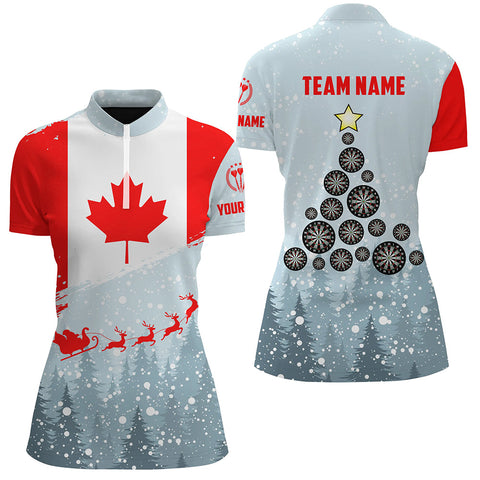 Christmas Canada Flag Darts Quarter Zip Shirt Custom Patriotic Dart Jerseys For Women LDT0752