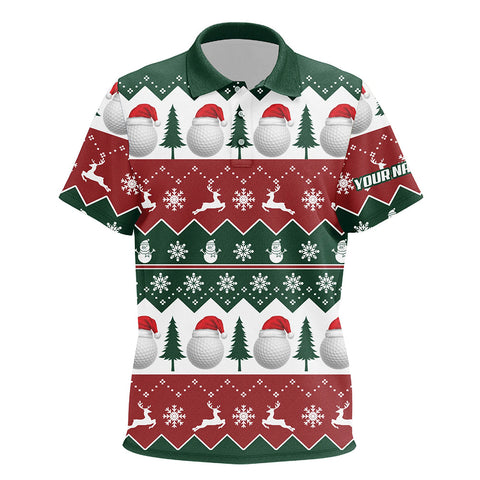 Golf Santa Merry Christmas Tree Snow Kids Polo Shirt Customized Christmas Golf Gifts For Kid LDT0459