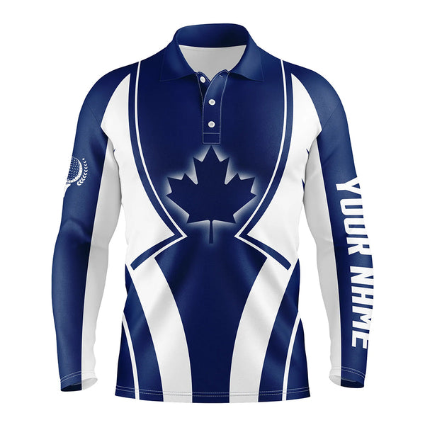 Blue Canada Maple Leaf Mens Golf Polo Shirt Customized Patriotic Golf Tops For Men Golfing Gifts LDT1000