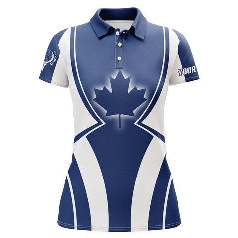 Blue Canada Maple Leaf Womens Golf Shirt Customized Patriotic Golf Tops For Women Golf Gifts LDT1000