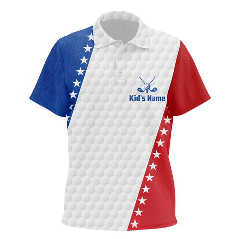 American Flag Kids Golf Polo Shirts Custom Patriotic Golf Shirts For Kid Golfing Gifts LDT1411