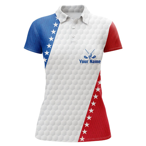 American Flag Womens Golf Polo Shirts Custom Patriotic Golf Shirts For Women Golfing Gifts LDT1411