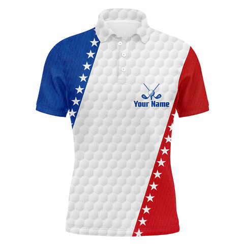 American Flag Mens Golf Polo Shirts Custom Patriotic Golf Shirts For Men Golfing Gifts LDT1411