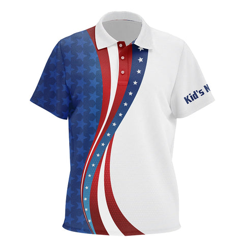 3D American Flag Kids Golf Polo Shirts Custom Patriotic Golf Shirts For Kid Golfing Gifts LDT1412