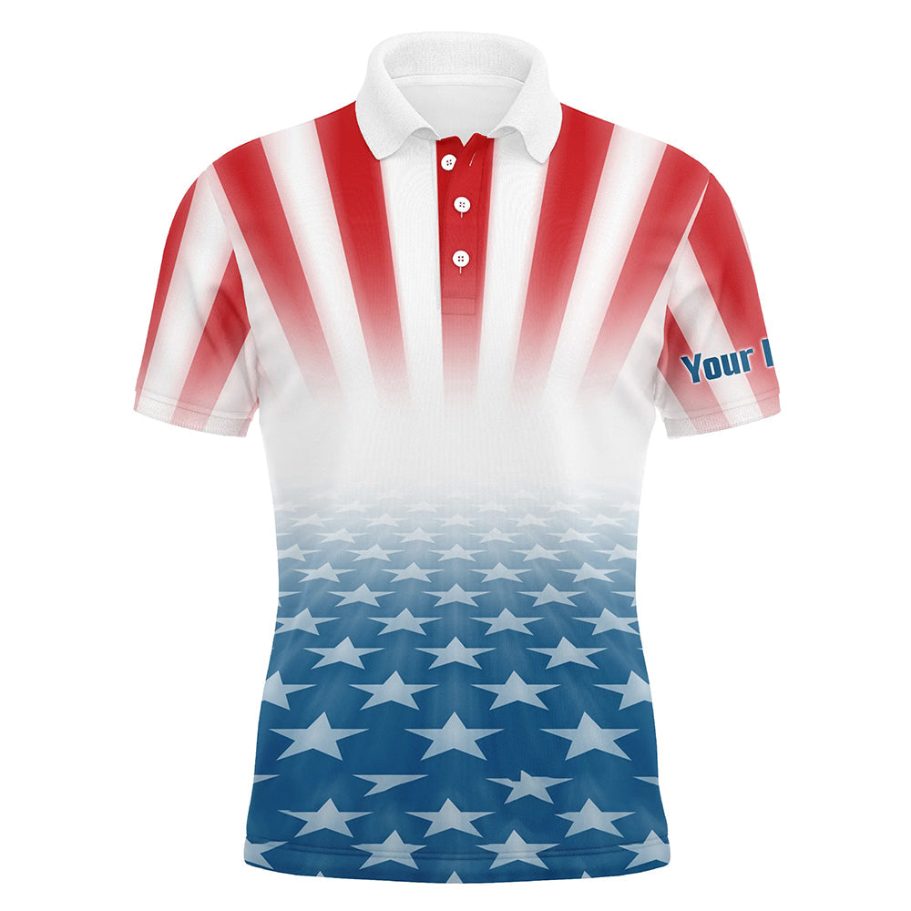 Gradient Us Flag Mens Golf Polo Shirts Custom Patriotic Golf Shirts For Men Golfing Gifts LDT1413