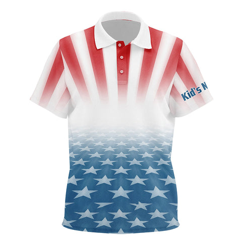 Gradient Us Flag Kids Golf Polo Shirts Custom Patriotic Golf Shirts For Kid Golfing Gifts LDT1413