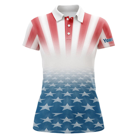 Gradient Us Flag Womens Golf Polo Shirts Custom Patriotic Golf Shirts For Women Golfing Gifts LDT1413