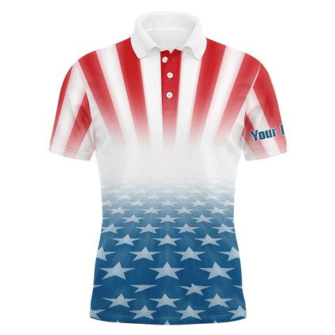 Gradient Us Flag Mens Golf Polo Shirts Custom Patriotic Golf Shirts For Men Golfing Gifts LDT1413
