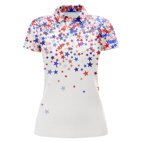 3D American Stars Womens Golf Polo Shirt Custom Patriotic Golf Shirts For Women Golfing Gifts LDT1414