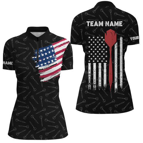 American Flag Darts Quarter-Zip Shirt Custom Patriotic Darts Shirt For Women Dart Jersey LDT0800