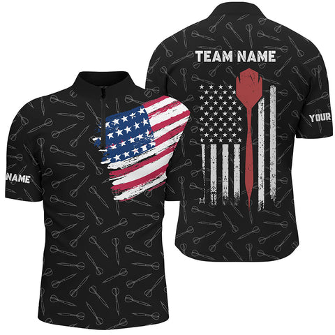 American Flag Dart Quarter-Zip Shirt Custom Patriotic Darts Shirt For Men Dart Team Jersey LDT0800