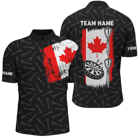 Canada Flag Darts Quarter-Zip Shirt Custom Patriotic Darts Shirt For Men Dart Team Jersey LDT0801