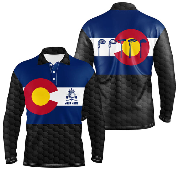 Colorado Flag Mens Black Golf Polo Shirt Custom Patriotic Golf Shirts For Men Golf Gifts LDT0786