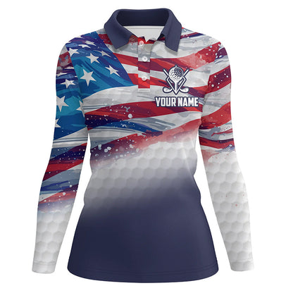 Watercolor Us Flag Womens Golf Polo Shirts Custom Patriotic Golf Shirts For Women Golf Gifts LDT1430