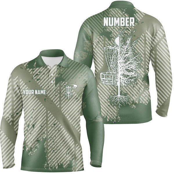 Disc Golf Green Abstract Texture Mens Polo Shirts Customized Disc Golf Shirts For Men LDT0520