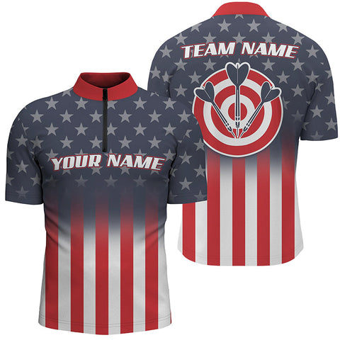 Gradient American Flag Darts Quarter-Zip Shirt Custom Patriotic Dart Jerseys For Men LDT1047