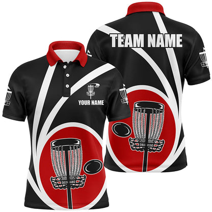 Customized Black Red Mens Disc Golf Polo Shirts Cool Disc Golf Shirt For Male Team Disc Golf Gifts LDT1244