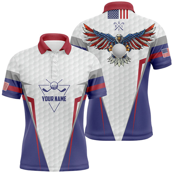 American Flag Golf Polo Shirt Custom Us Eagle Golf Shirts For Men Patriotic Golf Gifts LDT0254