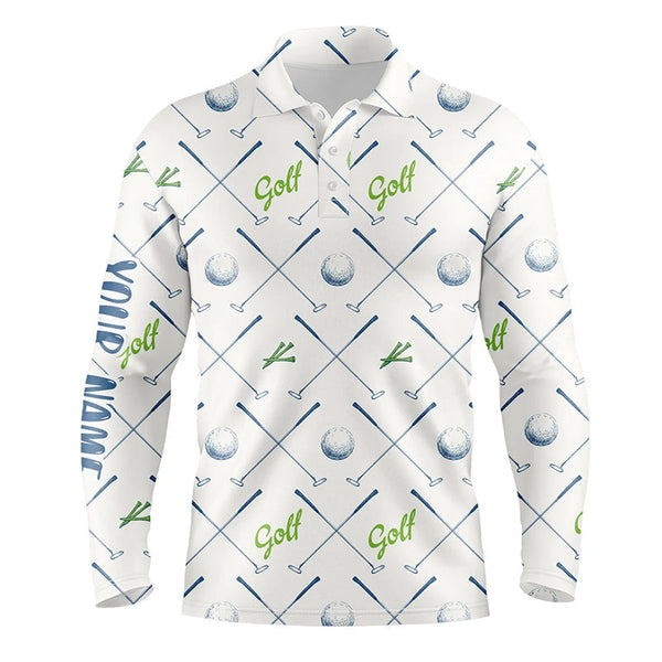 Golf Pattern Seamless Mens Polo Shirts Custom Name Cool Golf Shirts For Men Golf Gifts LDT0570