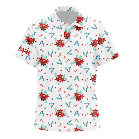 Christmas Flowers Seamless Pattern Kids Golf Polo Shirts Custom Golf Shirts For Kid Golf Gifts LDT0573