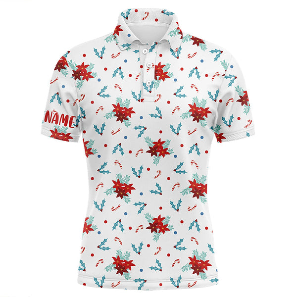 Christmas Flowers Seamless Pattern Mens Golf Polo Shirts Custom Golf Shirts For Men Golf Gifts LDT0573