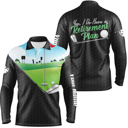 I Do Have A Retirement Plan Black Golf Pattern Custom Men Golf Tops Best Golf Gifts For Men LDT0887