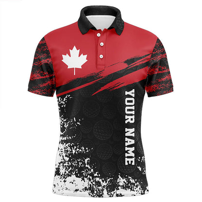 Retro Canadian Golf Mens Polo Shirt Custom Canada Flag Patriotic Golf Tops For Men Golfing Gifts LDT0890