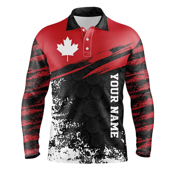 Retro Canadian Golf Mens Polo Shirt Custom Canada Flag Patriotic Golf Tops For Men Golfing Gifts LDT0890