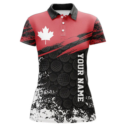 Retro Canadian Golf Polo Shirt Custom Canada Flag Patriotic Golf Tops For Women Golfing Gifts LDT0890