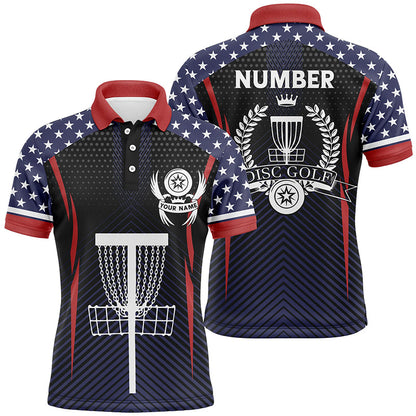 Mens American Flag Disc Golf Polo Shirts Customized Patriotic Golf Shirts For Men, Golf Gifts LDT0287