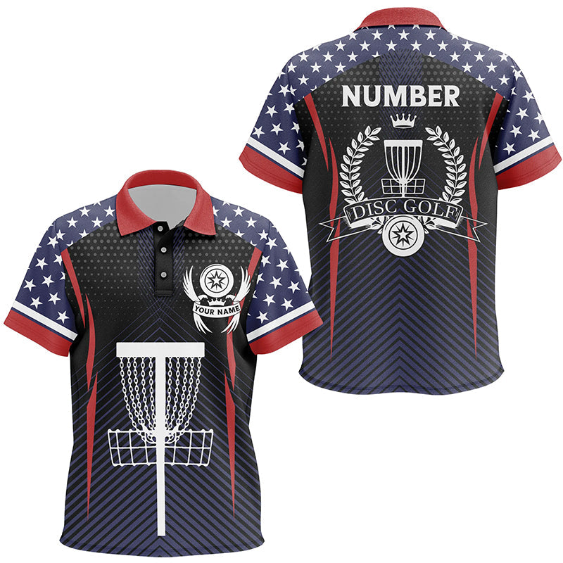 Kids American Flag Disc Golf Polo Shirts Customized Patriotic Unisex Golf Shirts For Kid, Golf Gifts LDT0287