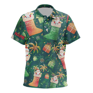 Santa Christmas Socks Green Golf Kids Polo Shirt Funny Golf Shirts For Kid Christmas Golf Gifts LDT0610