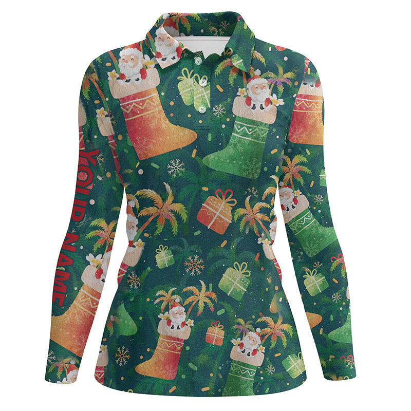 Santa Christmas Socks Green Golf Polo Shirt Funny Golf Shirts For Wome –  Myfihu