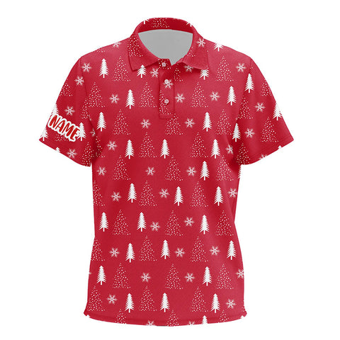 Christmas Tree Seamless Unisex Kid Red Golf Tops Customized Polo Golf Shirts For Kid Golf Gifts LDT0618