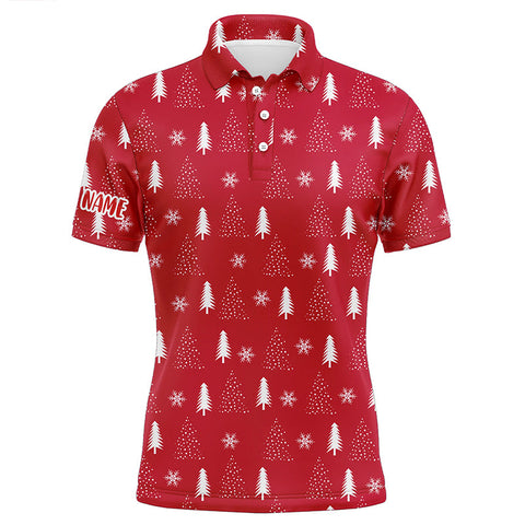 Christmas Tree Seamless Mens Red Golf Tops Customized Polo Golf Shirts For Men Golf Gifts LDT0618