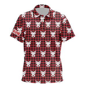 Reindeer Red Black Plaid Christmas Kids Golf Polo Shirt Golf Shirts For Kid Golfer Gifts LDT0620