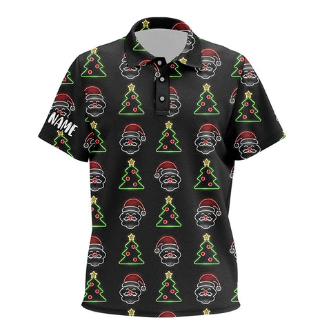 Neon Christmas Tree And Santa Kids Golf Unisex Polo Shirts Custom Funny Golf Shirts For Kid LDT0621
