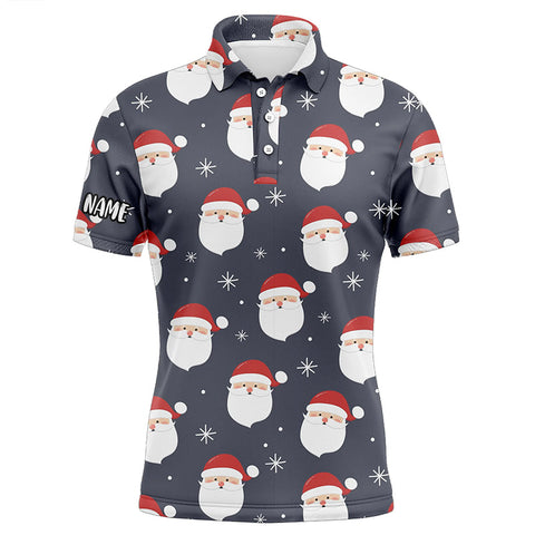 Happy Santa Christmas Grey Mens Golf Polo Shirts Customized Funny Golf Outfit For Mens LDT0622
