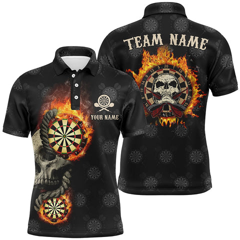 Personalized Mens Darts Flame Skull Polo Shirts Custom Fire Crazy Darts Jersey For Men LDT0313