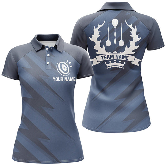 Customized Womens Navy Lightning Basic Darts Polo Shirt Cool Darts Jersey For Women LDT0318