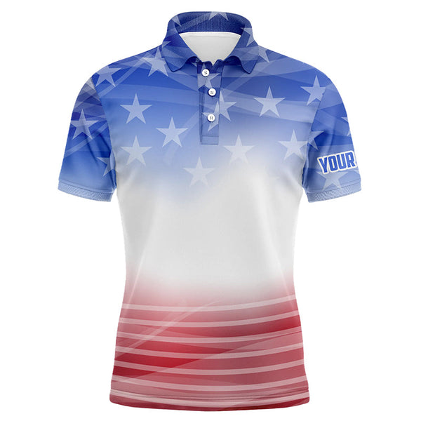 Gradient American Flag Men Golf Polo Shirts Patriotic Usa Golf Shirts For Men Cool Golf Gifts LDT0636