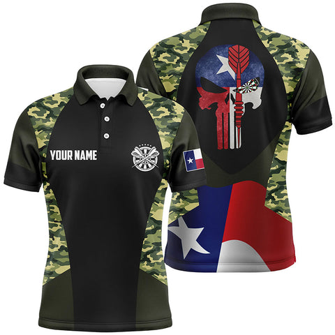Mens Camouflage Skull Texas Flag Custom Darts Polo Shirt Patriotic Dart Jersey For Men LDT0336