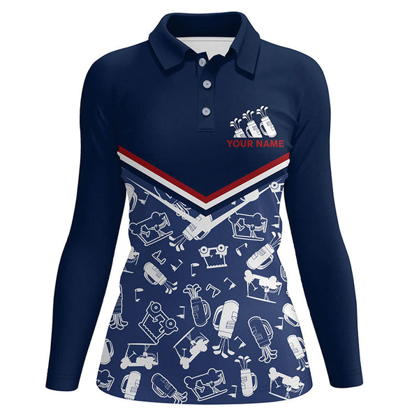 Womens Golf Polo Shirts Custom Name Navy Golf Equipment Seamless, Personalized Golf Shirts For Women LDT0102