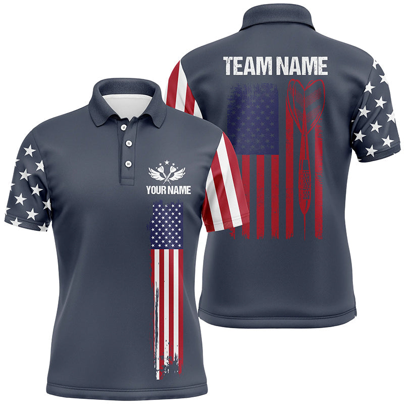 Navy American Flag Mens Darts Polo Shirt Custom Patriotic Darts Shirts For Men Dart Jersey LDT0652