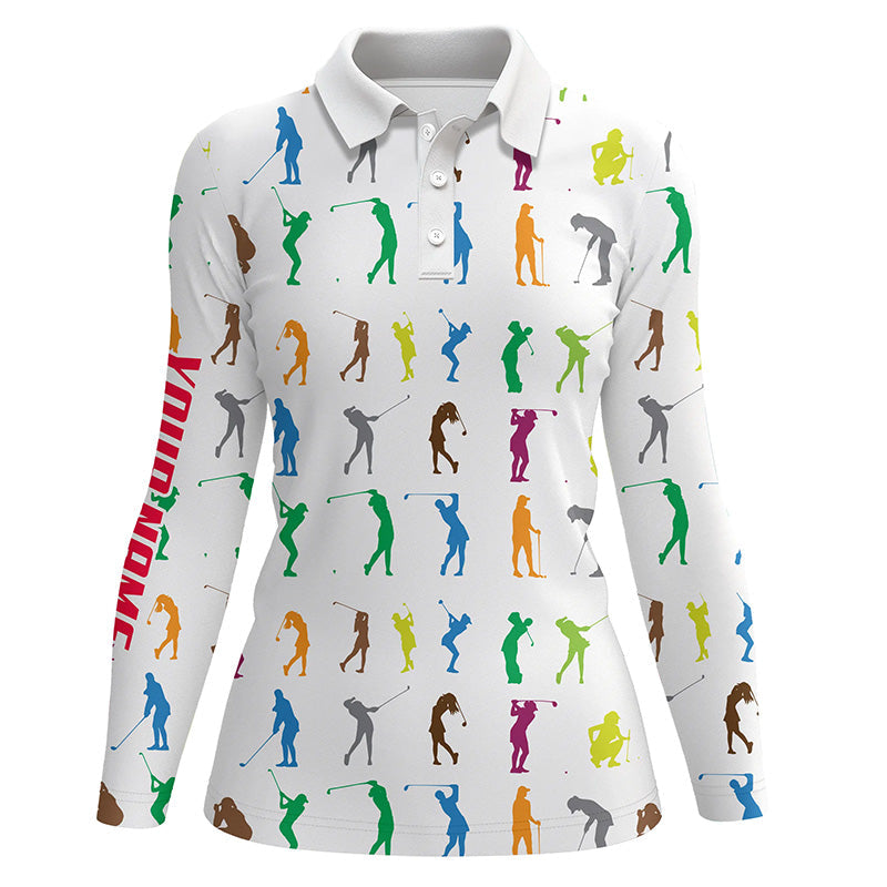 Colorful Golfers Womens Golf Polo Shirts Custom Name Cool Golf Shirts For Women Golfing Gifts LDT1328