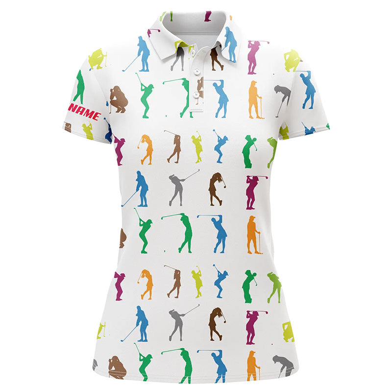 Colorful Golfers Womens Golf Polo Shirts Custom Name Cool Golf Shirts For Women Golfing Gifts LDT1328