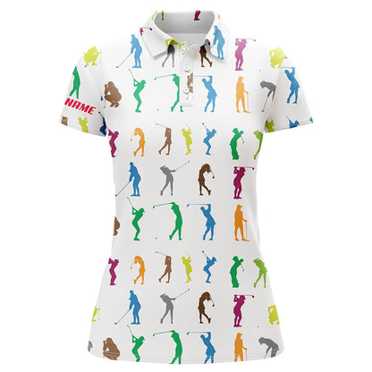 Colorful Golfers Womens Golf Polo Shirts Custom Name Cool Golf Shirts For Women Golfing Gifts LDT1328