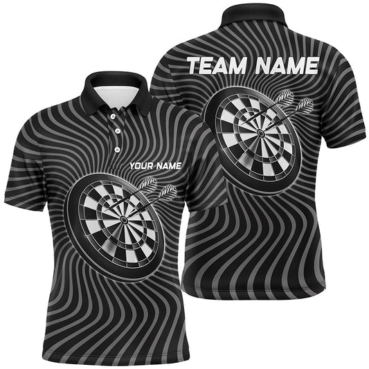 Personalized Black Grey Waving Dart Polo Shirt Custom Darts Shirt For Men Dart Jersey LDT0709